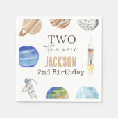 Two The Moon | モダン宇宙 2歳の誕生日装飾 スタンダードカクテルナプキン (正面)
