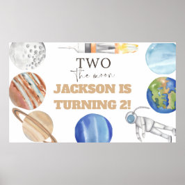 Two The Moon | モダン宇宙 2歳の誕生日装飾 ポスター