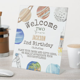 Two The Moon | モダン宇宙 2歳の誕生日装飾 台座サイン