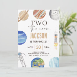 Two The Moon | モダン宇宙 2歳の誕生日装飾 招待状