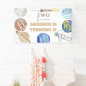 Two The Moon | モダン宇宙 2歳の誕生日装飾 横断幕 (インサイチュ)