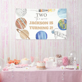 Two The Moon | モダン宇宙 2歳の誕生日装飾 横断幕