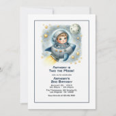 “Two the Moon” ロケット幼児の誕生日パーティー 招待状 (正面)