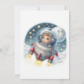 “Two the Moon” ロケット幼児の誕生日パーティー 招待状 (裏面)