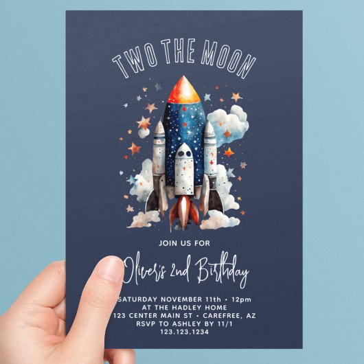 Two The Moon ロケット船 2歳の誕生日 招待状