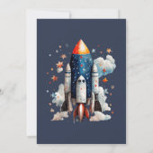 Two The Moon ロケット船 2歳の誕生日 招待状 (裏面)