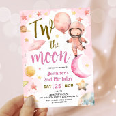 Two The Moon! 女の子宇宙飛行士 宇宙 2歳 誕生日 招待状