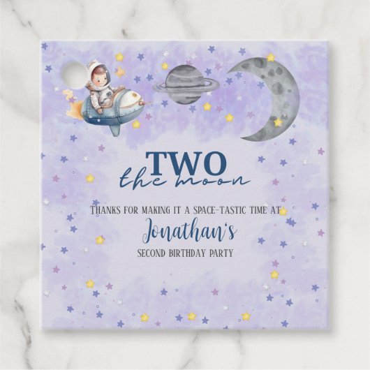 Two The Moon 男の子 スペース ロケット 2歳の誕生日 フェイバータグ (正面)