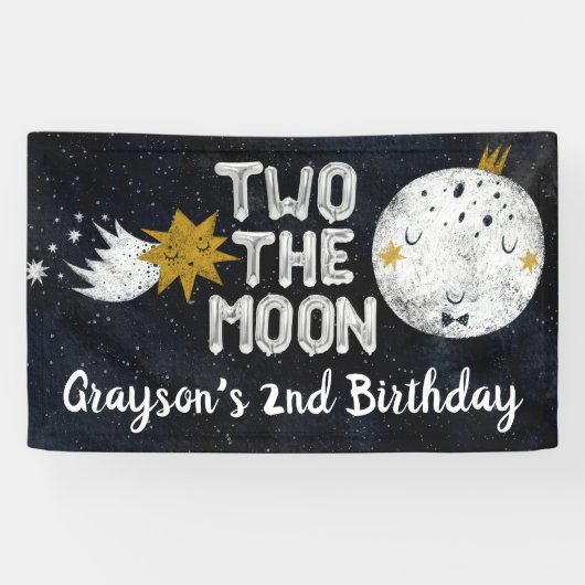 Two the Moon 2歳の誕生日ウェルカムサイン 横断幕 (横)