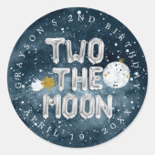 Two the Moon | 2歳の誕生日パーティーのお返し ラウンドシール (正面)