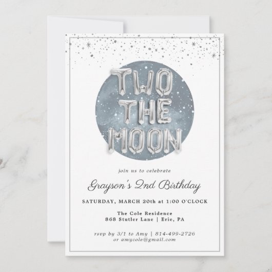 Two the Moon | 2歳の誕生日パーティーの招待状 (正面)