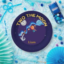 Two the Moon 2歳の誕生日パーティー紙皿 宇宙ロケット