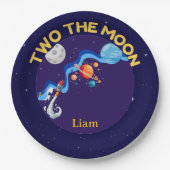 Two the Moon 2歳の誕生日パーティー紙皿 宇宙ロケット ペーパープレート (正面)