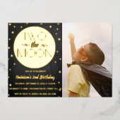 Two The Moon 2歳の誕生日フォトリアルデザイン 箔招待状 (正面)