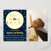 Two The Moon 2歳の誕生日フォトリアルデザイン 箔招待状 (正面)