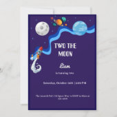 Two the Moon 2歳の誕生日招待状 スペース ロケット  招待状 (正面)