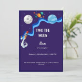 Two the Moon 2歳の誕生日招待状 スペース ロケット  招待状 (スタンド正面)
