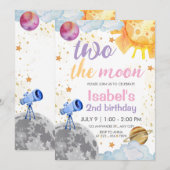 Two the Moon 2歳の誕生日 スペーステーマの誕生日 招待状 (正面/裏面)