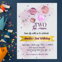 Two The Moon 2歳の誕生日 女の子 月 星 ロケット 