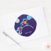 Two the Moon 2歳の誕生日 招待状 スペース ロケット ラウンドシール (封筒)