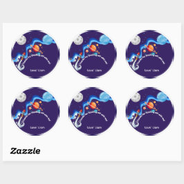 Two the Moon 2歳の誕生日 招待状 スペース ロケット ラウンドシール