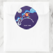 Two the Moon 2歳の誕生日 招待状 スペース ロケット ラウンドシール (バッグ)