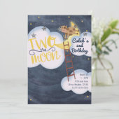 TWO THE MOON 2歳の誕生日 牛 乳児の韻 招待状 (スタンド正面)