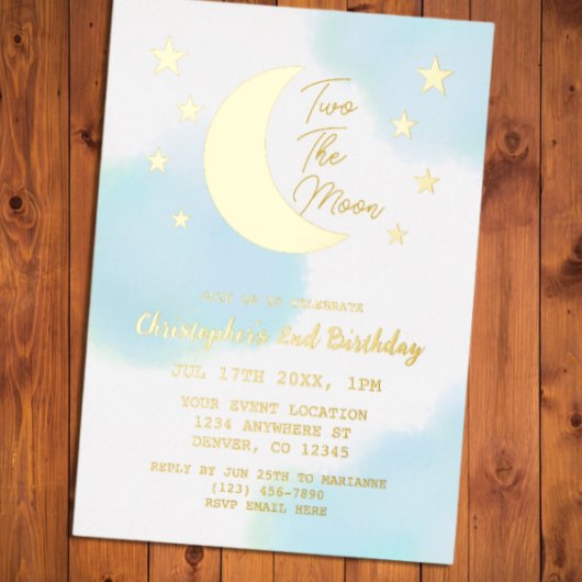 Two The Moon 2歳の誕生日 箔招待状