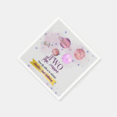 Two The Moon 2nd Birthday Girl Moon Stars Rocket  スタンダードカクテルナプキン (角)