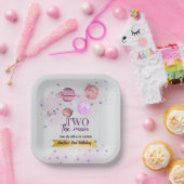 Two The Moon 2nd Birthday Girl Moon Stars Rocket  ペーパープレート (パーティー)