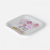 Two The Moon 2nd Birthday Girl Moon Stars Rocket  ペーパープレート (傾斜あり)