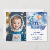 Two the Moon and back宇宙写真2nd Birthday 招待状 (正面)