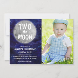 Two the Moon Blue Boy 2nd Birthdayパーティー写真 招待状