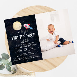 Two The Moon Boy 2nd Birthday Boy写真 招待状