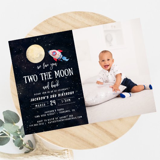 Two The Moon Boy 2nd Birthday Boy写真 招待状