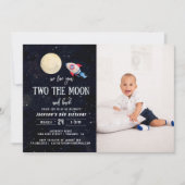 Two The Moon Boy 2nd Birthday Boy写真 招待状 (正面)
