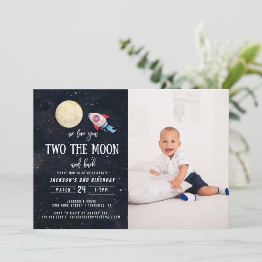 Two The Moon Boy 2nd Birthday Boy写真 招待状 (スタンド正面)