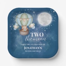 Two The Moon Boy Bear Balloon 2nd Birthday  ペーパープレート