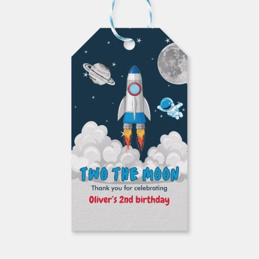 Two The Moon Boy Space Rocket 2nd Birthday ギフトタグ (裏面)