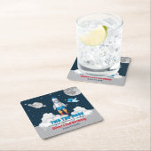 Two The Moon Boy Space Rocket 2nd Birthday  スクエアペーパーコースター (インサイチュ)