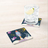 Two The Moon Boy Space Rocket 2nd Birthday スクエアペーパーコースター (インサイチュ)