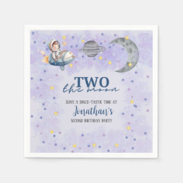 Two The Moon Boy Space Rocket 2nd Birthday  スタンダードカクテルナプキン