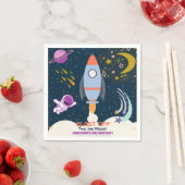 Two The Moon Boy Space Rocket 2nd Birthday スタンダードカクテルナプキン (インサイチュ)