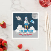 Two The Moon Boy Space Rocket 2nd Birthday  スタンダードカクテルナプキン (インサイチュ)