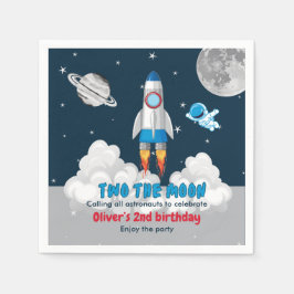 Two The Moon Boy Space Rocket 2nd Birthday  スタンダードカクテルナプキン
