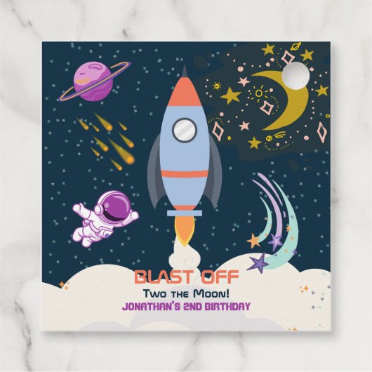 Two The Moon Boy Space Rocket 2nd Birthday フェイバータグ (裏面)