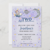 Two The Moon Boy Space Rocket 2nd Birthday 招待状 (正面)
