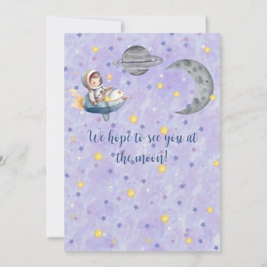 Two The Moon Boy Space Rocket 2nd Birthday 招待状 (裏面)