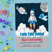 Two The Moon Boy Space Rocket 2nd Birthday 招待状