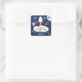 Two The Moon Boy Space Rocket Lift Off 2nd Bday スクエアシール (バッグ)